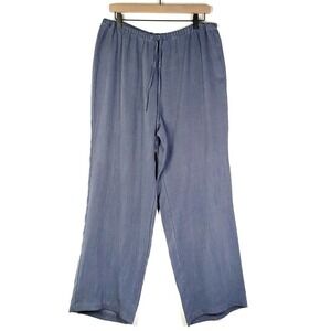 Soft Surroundings Tencel Wide Leg Pants M Blue Drawstring Waist